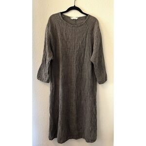 Elizabeth Suzann Artist Dress Size OSM Gray Gauzy Linen Lagenlook Minimalist